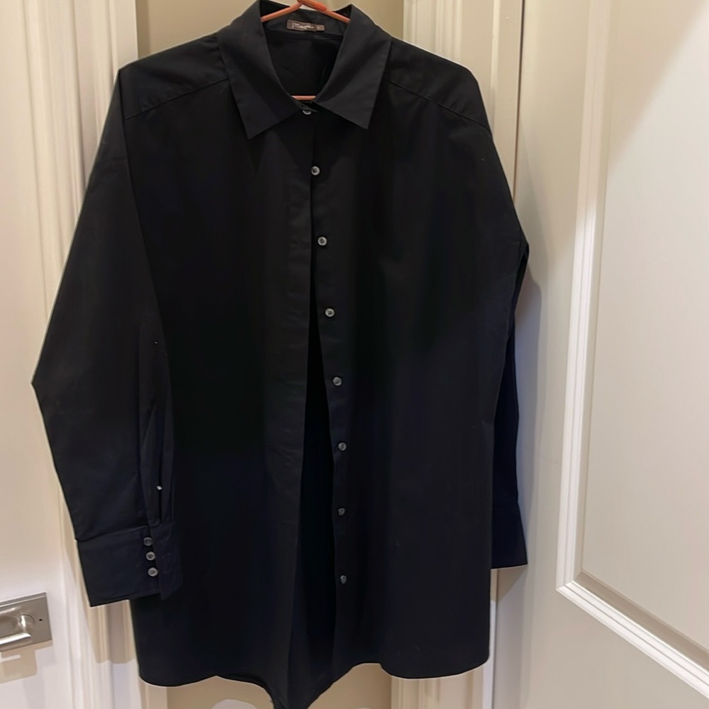 J McLaughlin black cotton tunic shirt